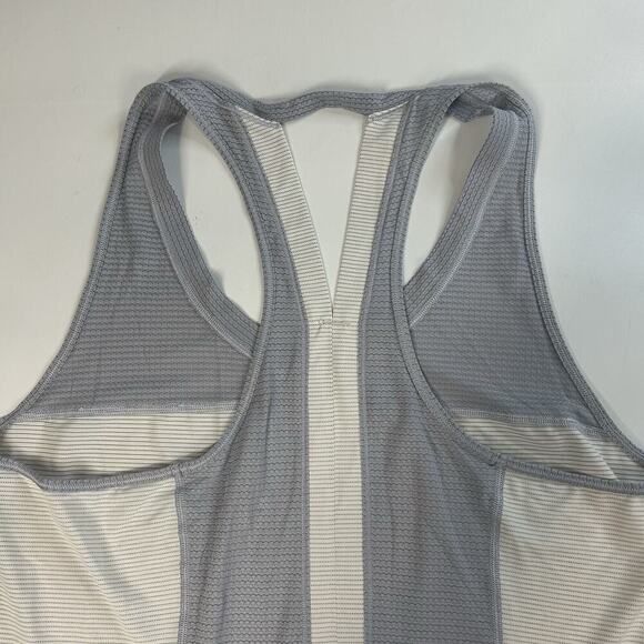 Lululemon Pedal To The Medal Singlet Tank Top Keyhole Back Gray Cream Size 8 - Picture 6 of 7